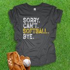 Sorry Can't Softball Bye Youth Shirt