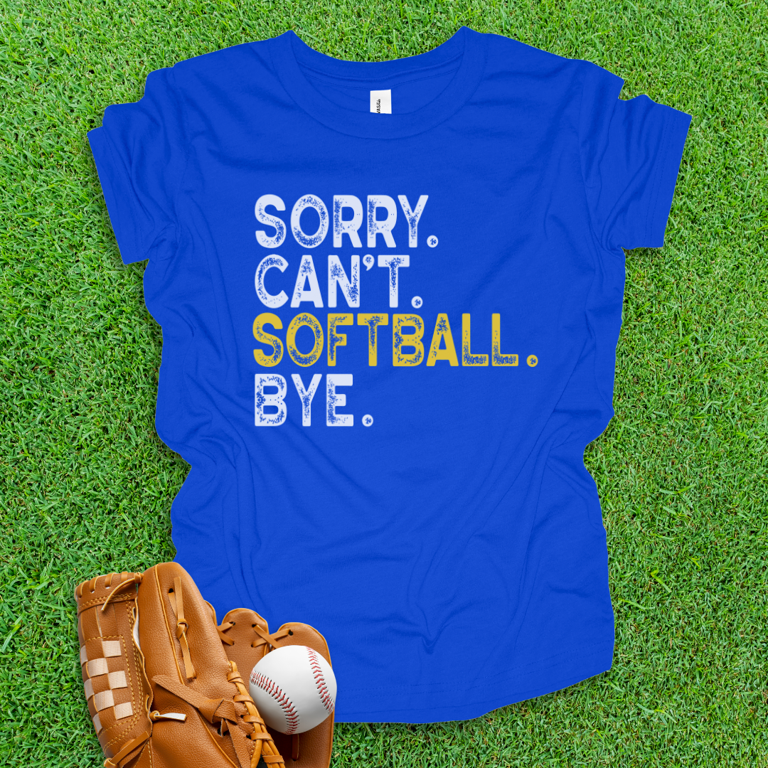 Sorry Can't Softball Bye Youth Shirt