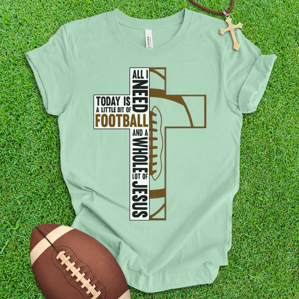 Football and Jesus Cross T-Shirt