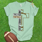 Football and Jesus Cross T-Shirt
