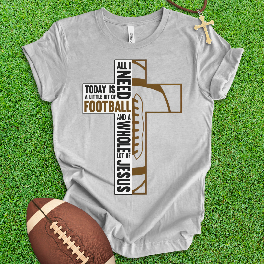 Football and Jesus Cross T-Shirt