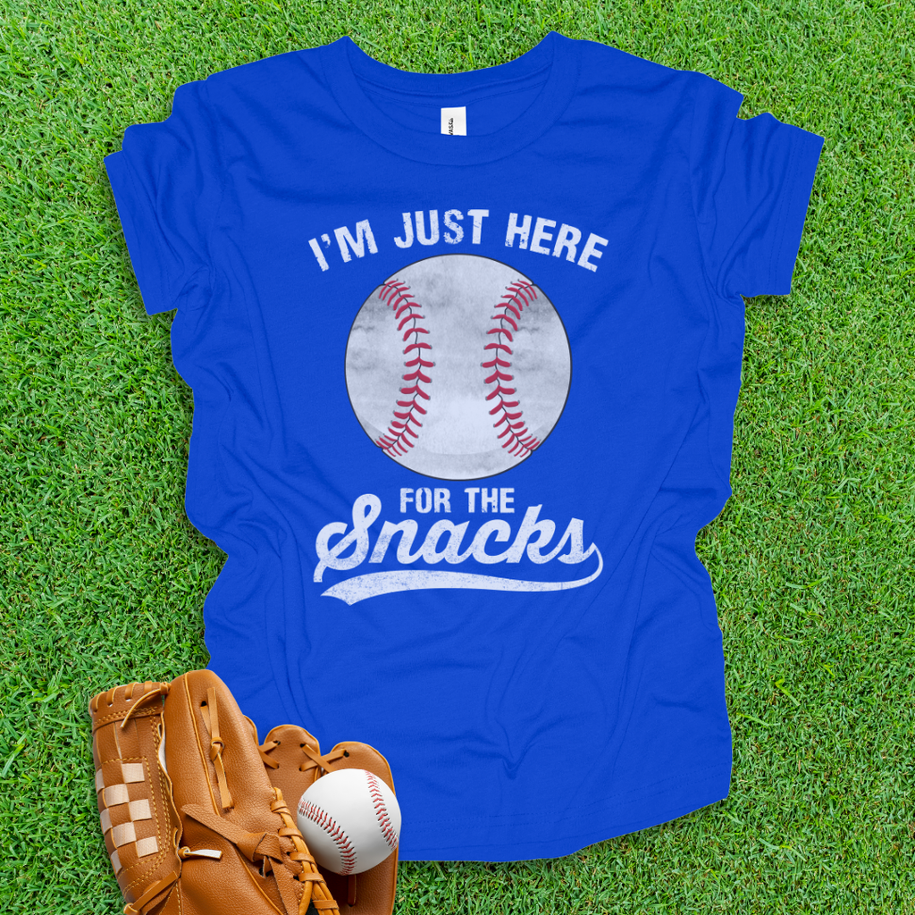 Here For The Snacks Youth Baseball Shirt