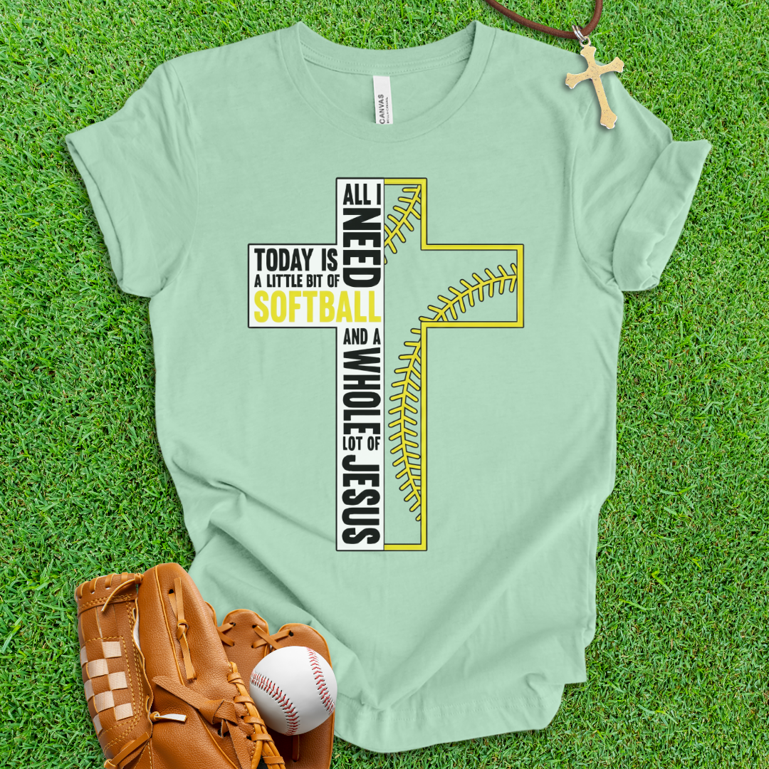 Softball and Jesus Cross T-Shirt