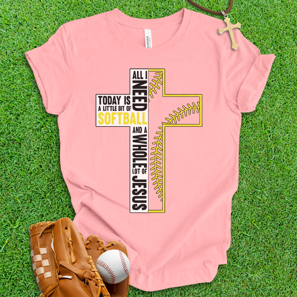 Softball and Jesus Cross T-Shirt