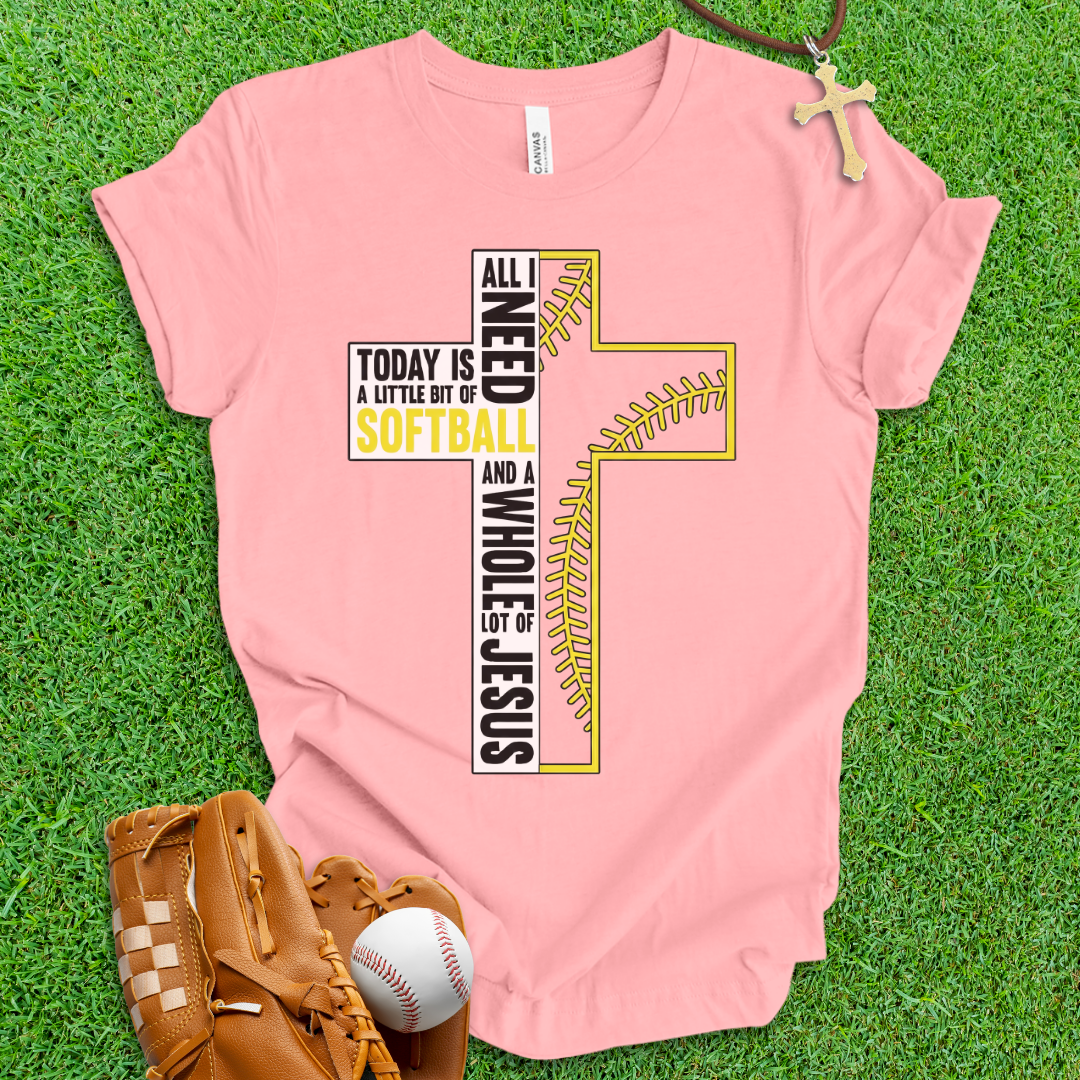 Softball and Jesus Cross T-Shirt